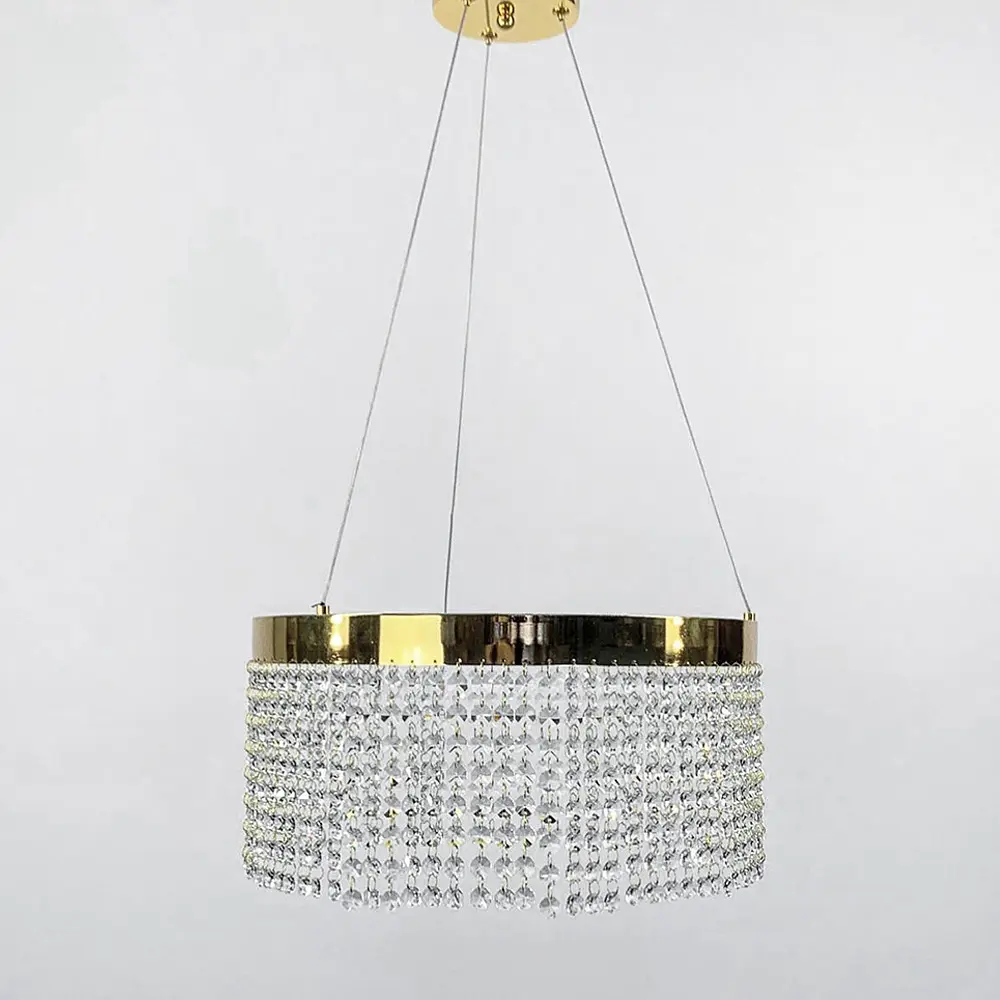 Невероятная хрустальная люстра с золотой обводкой h25 Line.F Диаметр 50см - фото 6