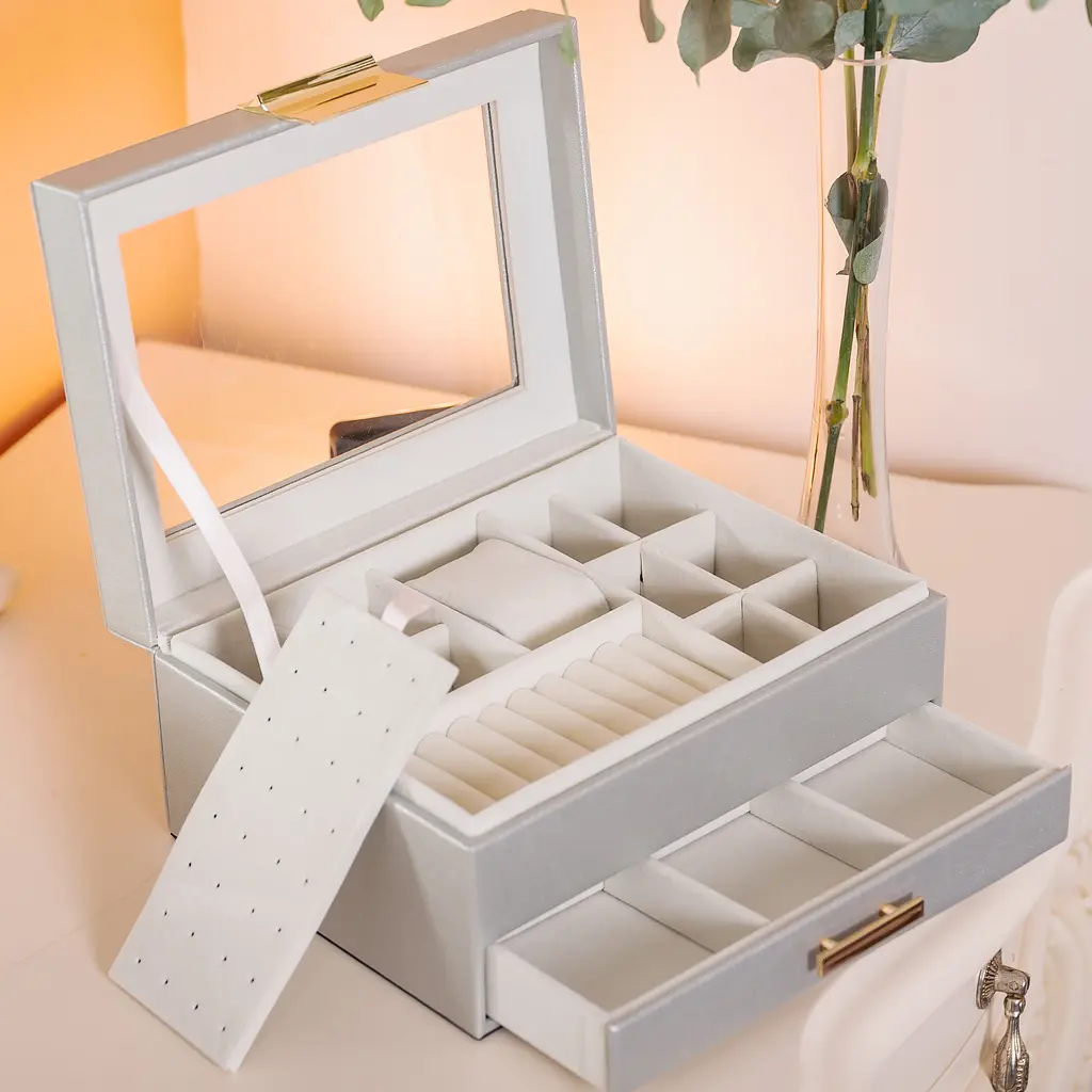 Скринька-органайзер для прикрас Yiwu 23x17x11 см сіра HP-5-36G - фото 9