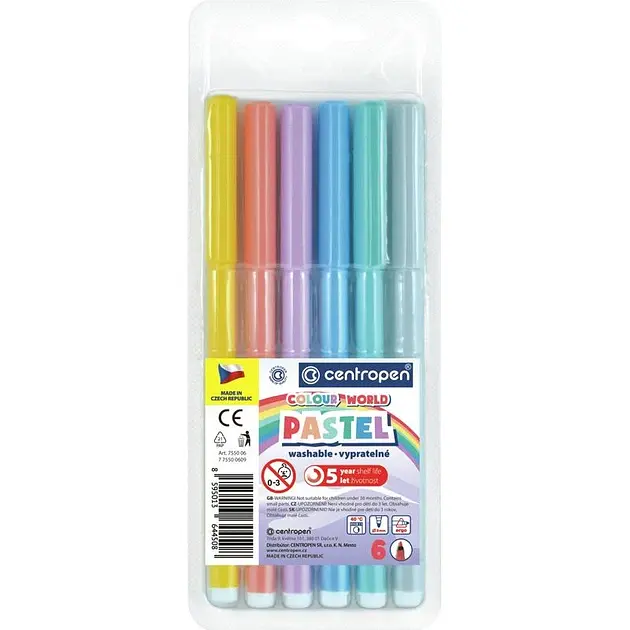 Фломастери Centropen 6 кольорів пастель №7550 / 0609TP