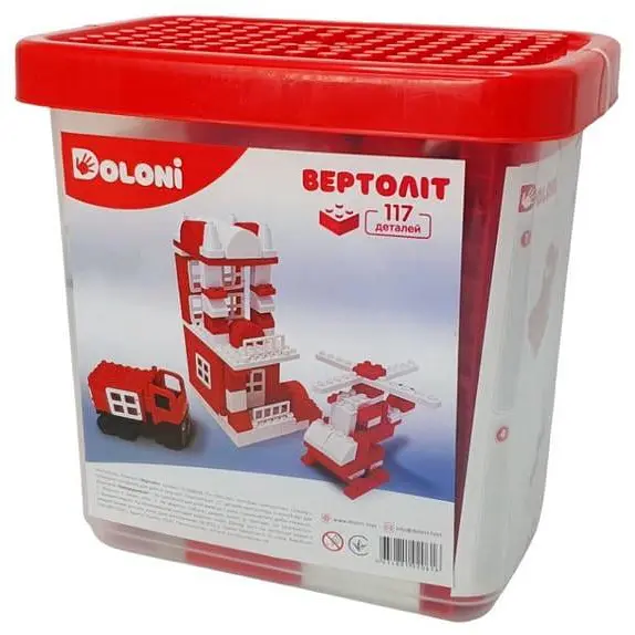 Конструктор Doloni Toys Вертоліт у пластиковому боксі 117 деталей (IC-187-C-592) - фото 2
