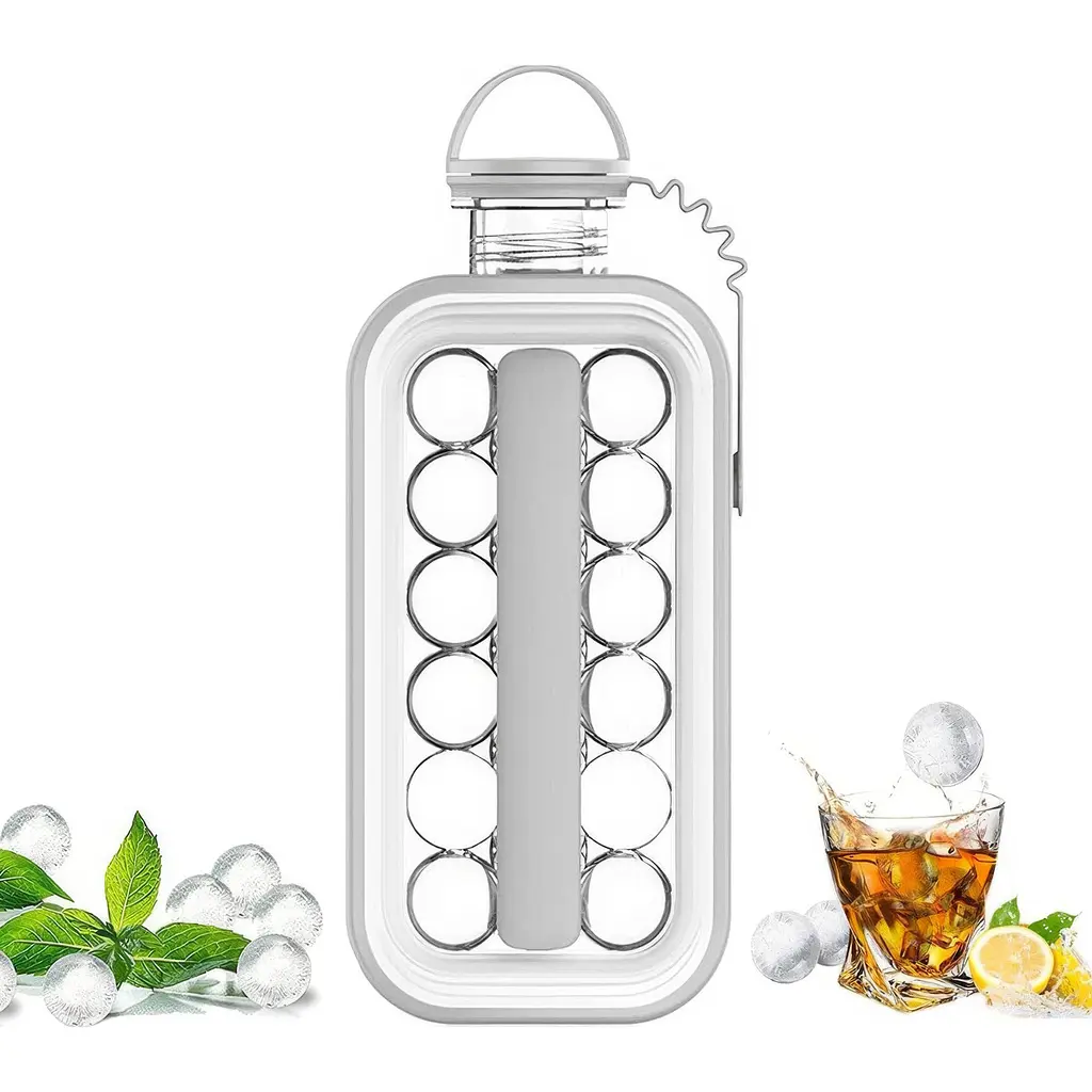 Форма силіконова ICE CUBE TRAY для льоду 17 кульок, у вигляді пляшки, сіра - фото 3