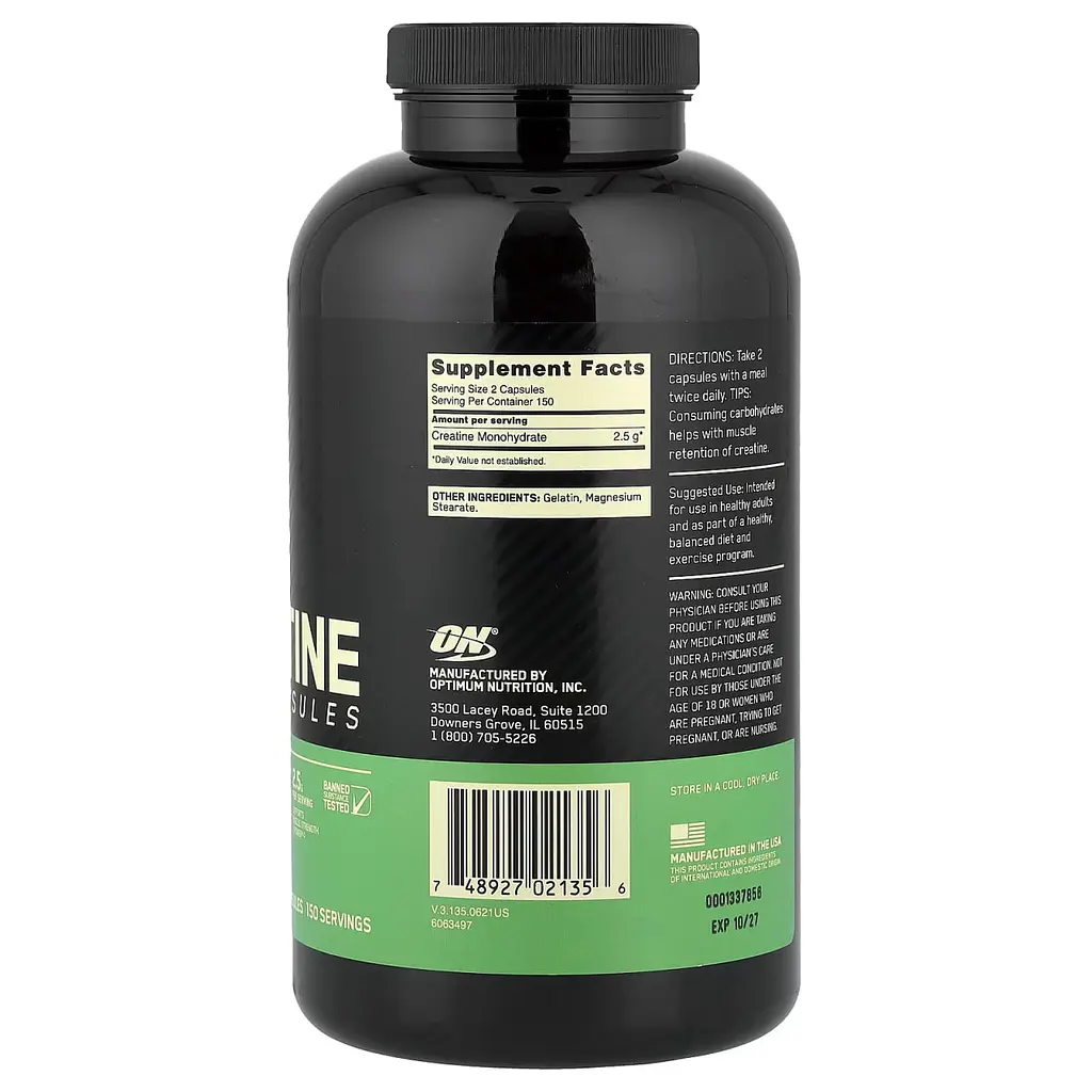 Мікронізований Креатин Optimum Nutrition Моногідрат - 300 капсул - фото 2