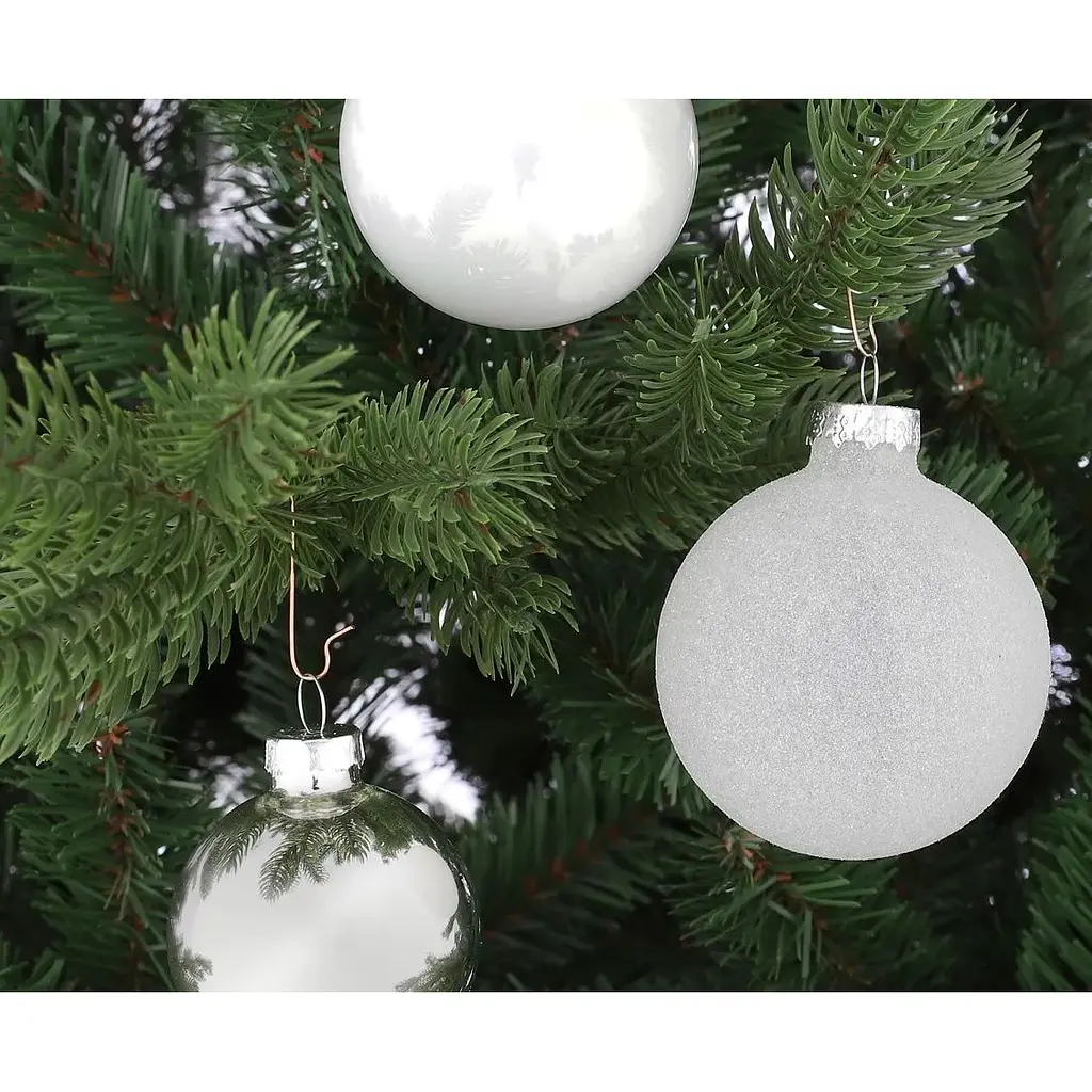 Комплект ялинкових куль Mica Decorations скляні 7/6/5 см білі 42 шт. (1180831) - фото 2