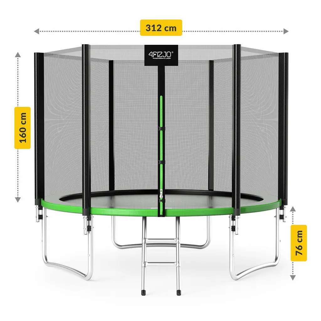 Батут із зовнішньою сіткою 4FIZJO Classic 10FT 312 см Black/Green (P-5907739314130) - фото 7