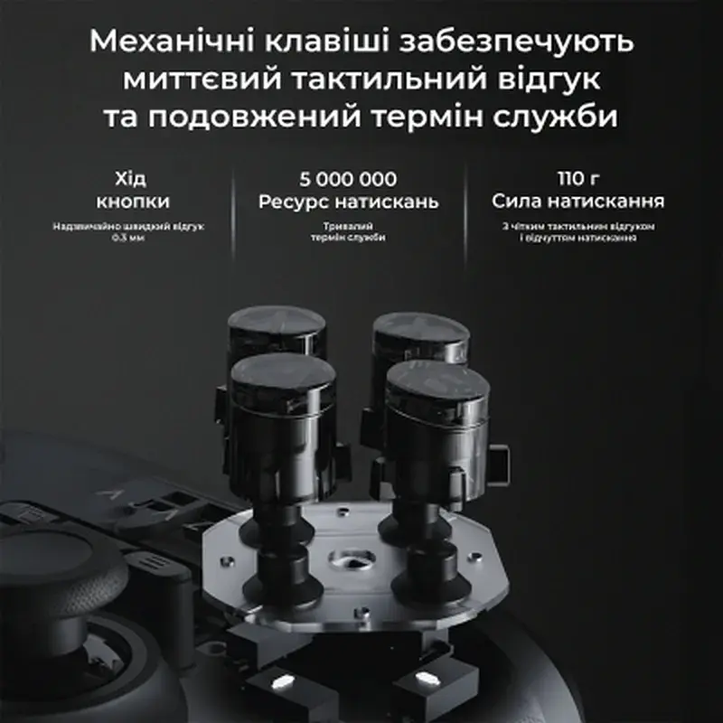 Геймпад Ajazz GP100 2.4G/BT/USB Switch/PC/iOS/Android RGB Black (GP100-B) - фото 8