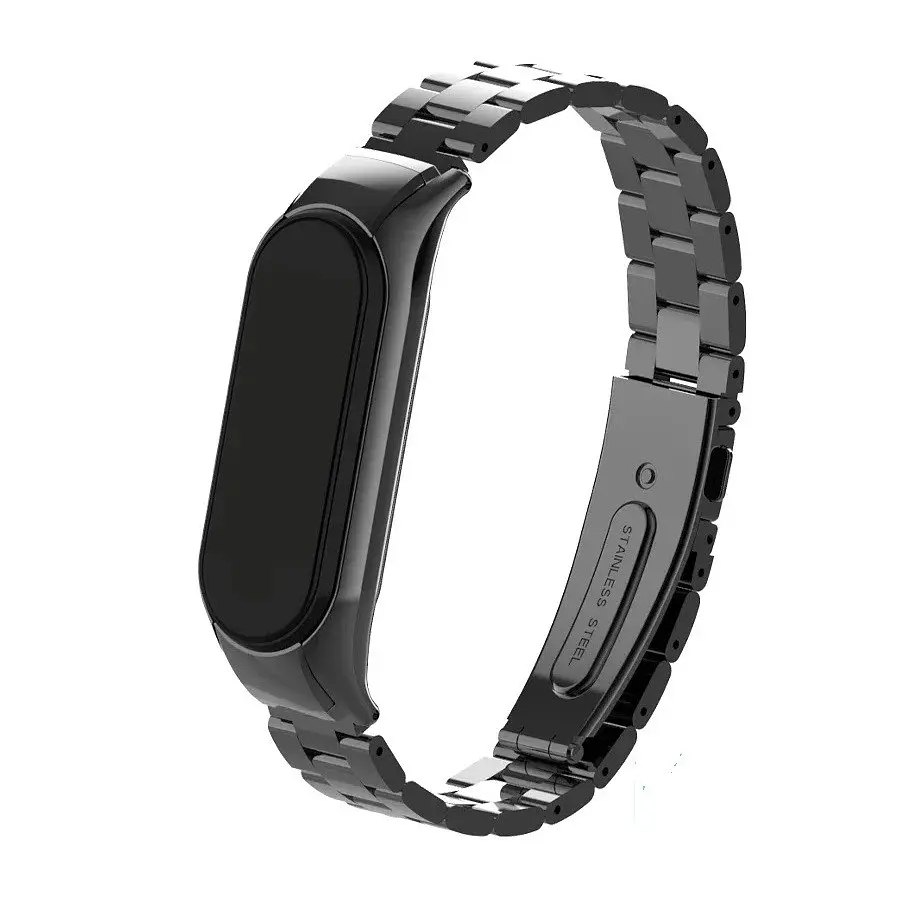 Ремінець для фітнес-браслета Boorui для Xiaomi Mi Band 7 металевий чорний - фото 4