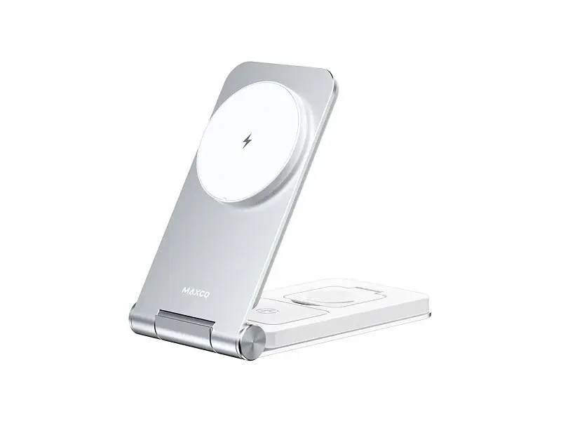 Бездротовий зарядний пристрій Maxco 3in1 15 W Folding Wireless Charger сірий (MW08)