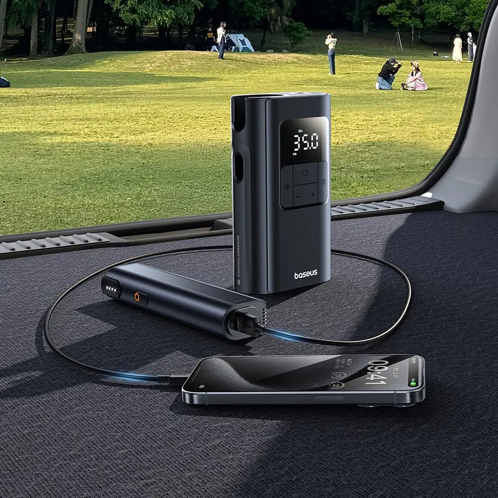 Компресор автомобільний акумуляторний насос Baseus PrimeTrip VA1 82W (C0119501) Super Mini Wireless Inflator 19-Cylinder - фото 7