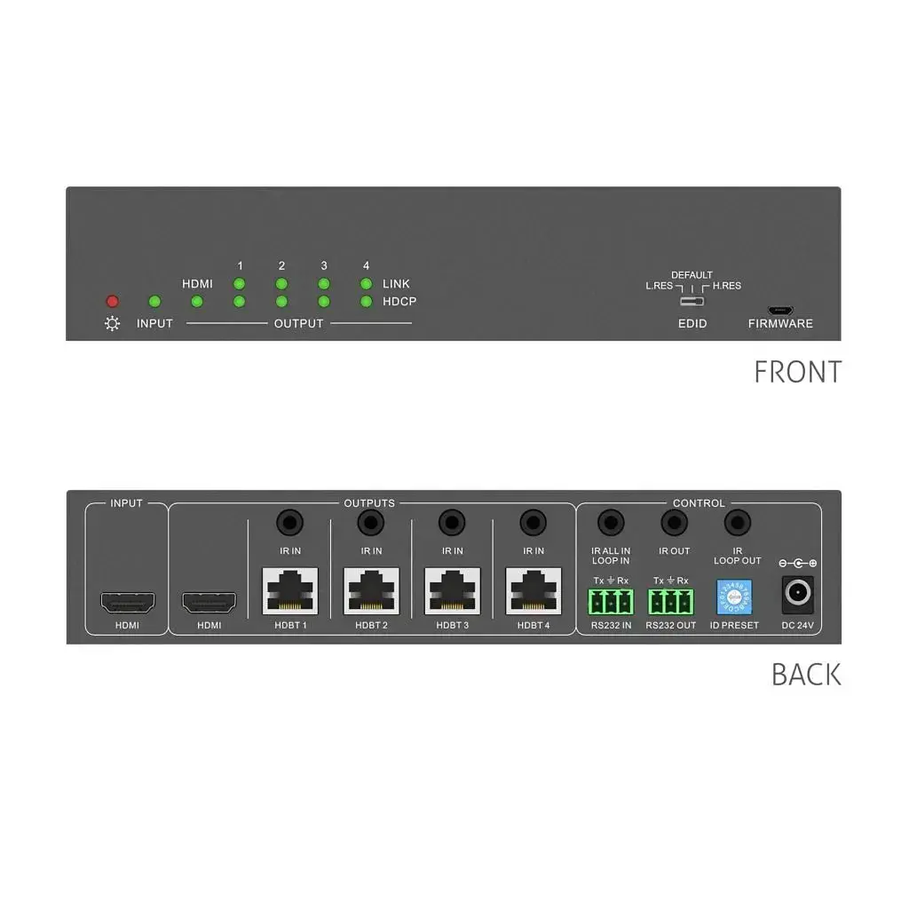HDMI-сплітер 1x4 HDBaseT, 4K, PoC PURELINK PT-SP-HD14BT - фото 2