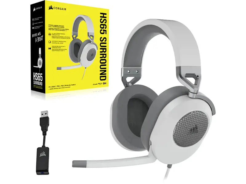 Навушники з мікрофоном Corsair HS65 Surround White (CA-9011271) - фото 7