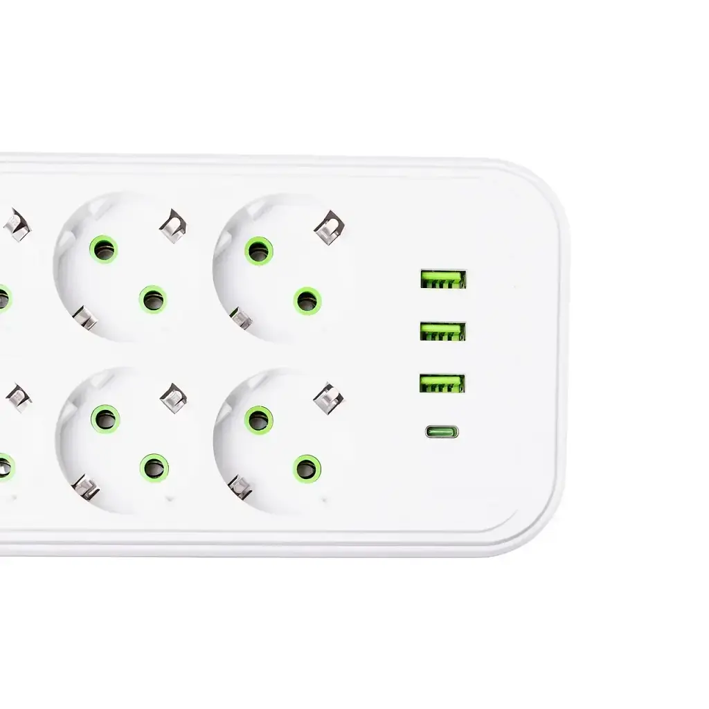 Мережевий фільтр-подовжувач ONE 8 розеток 4 USB 2,8 метри, білий Yiwu HP-5-27 - фото 5