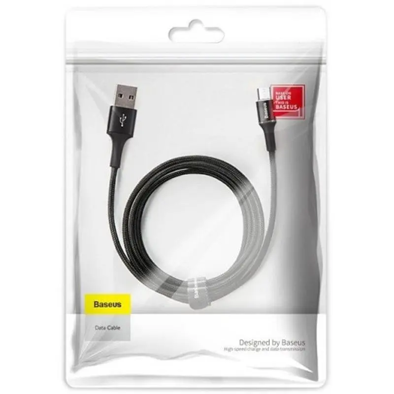 Кабель Baseus Halo Data Cable USB to MicroUSB Cable 3A 3m CAMGH-E01 Black - фото 2