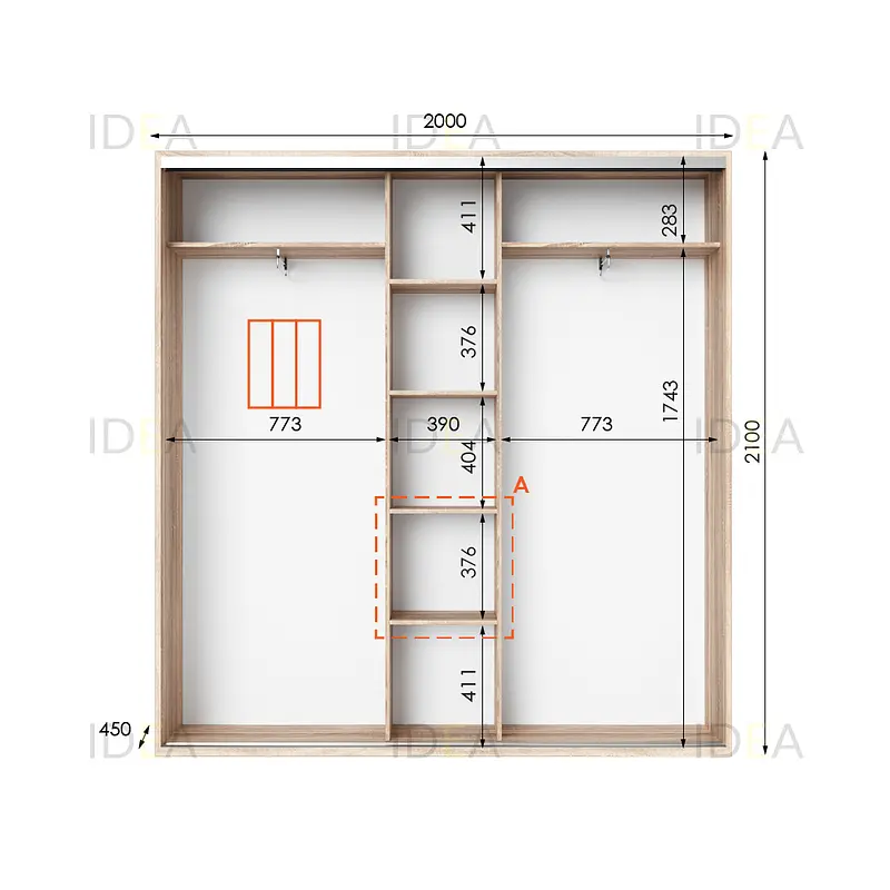 Шафа-купе Idea серія 6 200 x 45 x 210 см Дуб сонома - фото 2