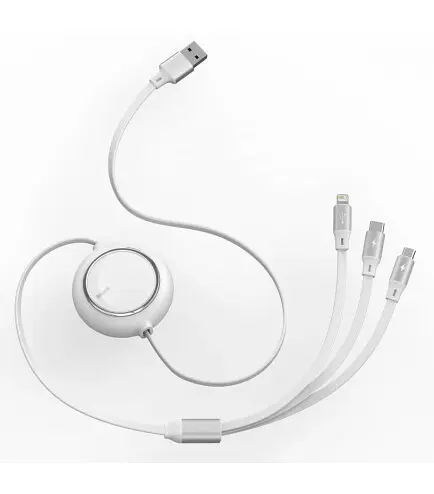 Кабель Baseus Bright Mirror 3-in-1 Cable USB to MicroUSB+Lightning+Type-C 3.5A 1.2m CAMLT-MJ02 white - фото 2