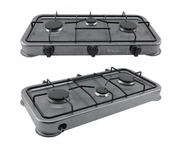 Газова настільна плита Domotec MS-6603 на 3 конфорки металева емальована поверхня Сіра - фото 2