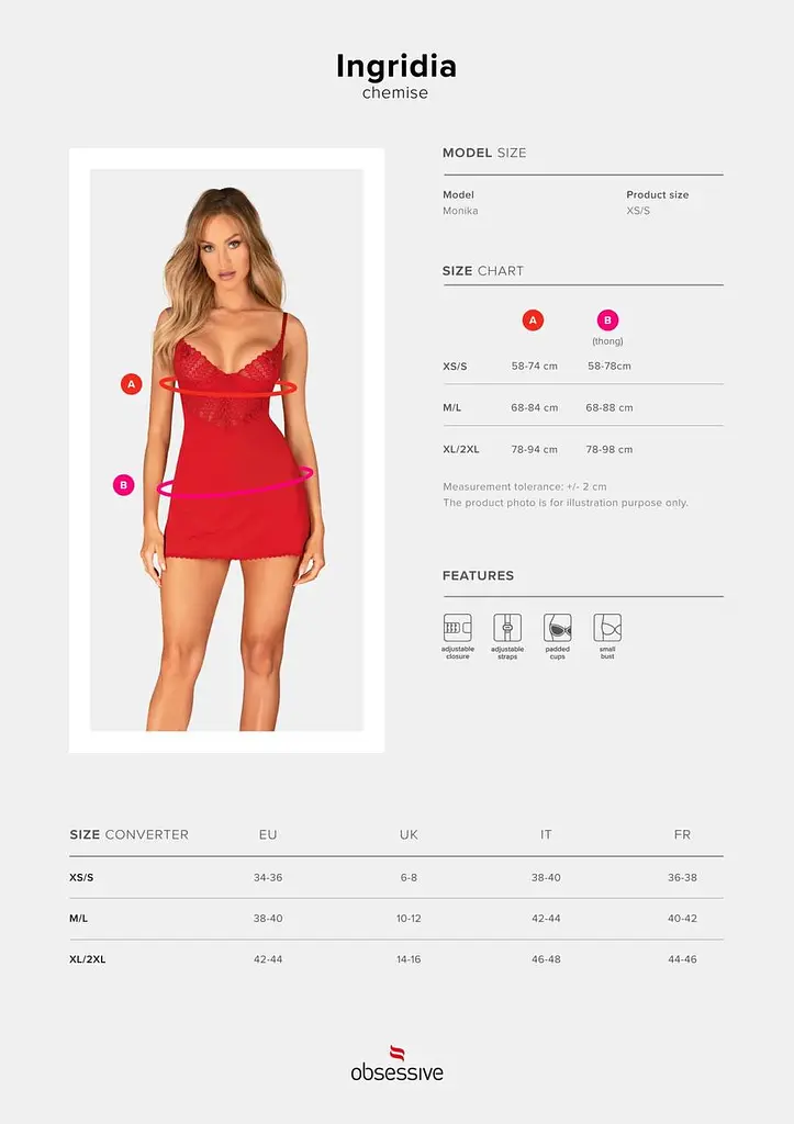 Пеньюар Obsessive Ingridia chemise & thong M/L - фото 5