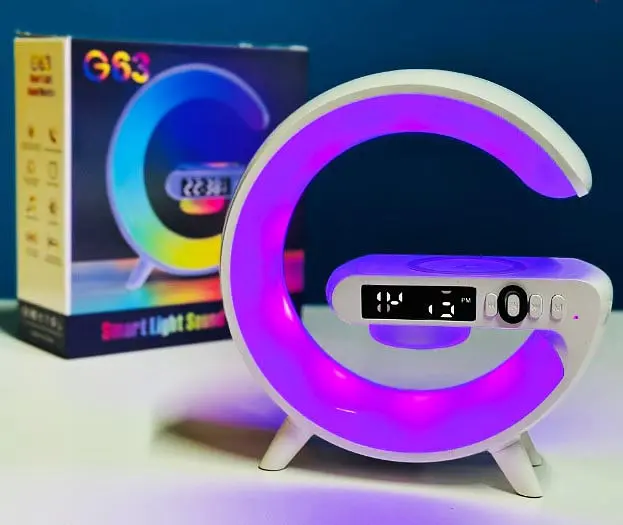 Світильник із бездротовою зарядкою телефону G63 LED Wireless Charging Speaker колонка нічник RGB-підсвічування - фото 3