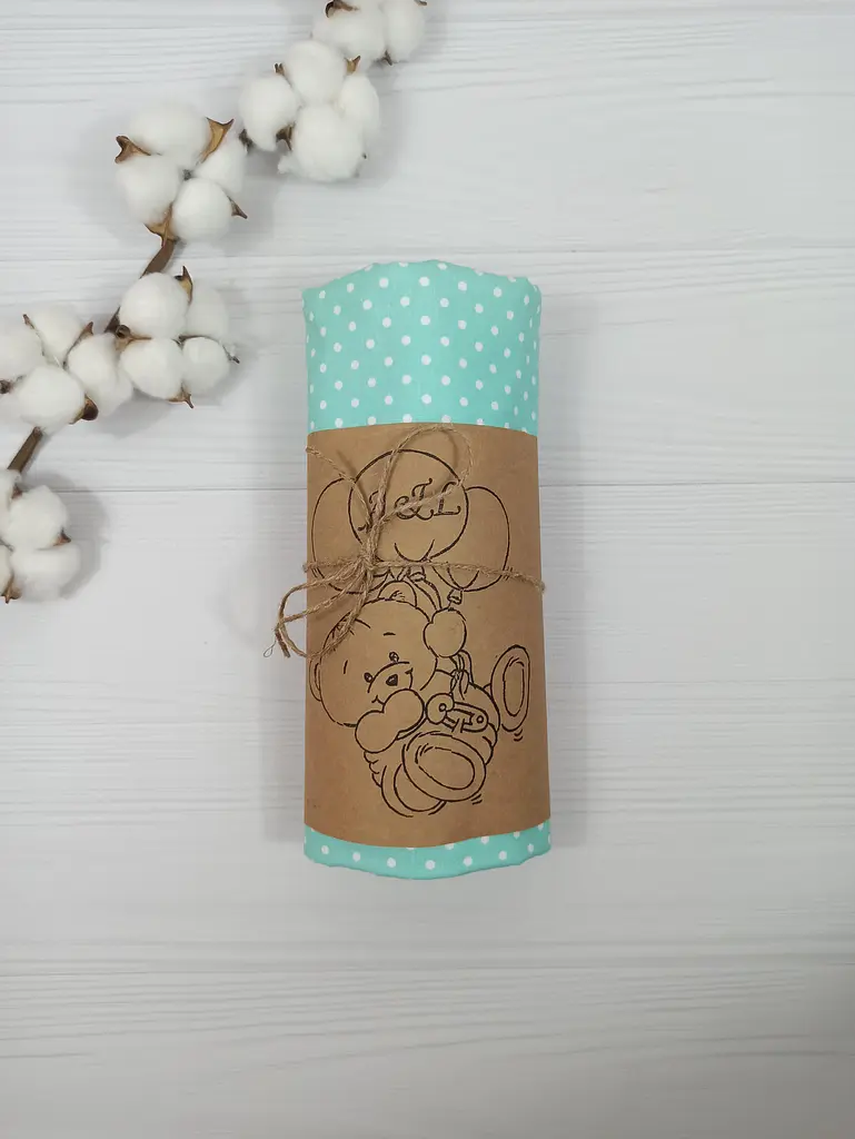 Пелюшка дитяча багаторазова непромокальна a.l.babybox Горох 80x100 см Біло-м'ятний (NV 18145413) - фото 3