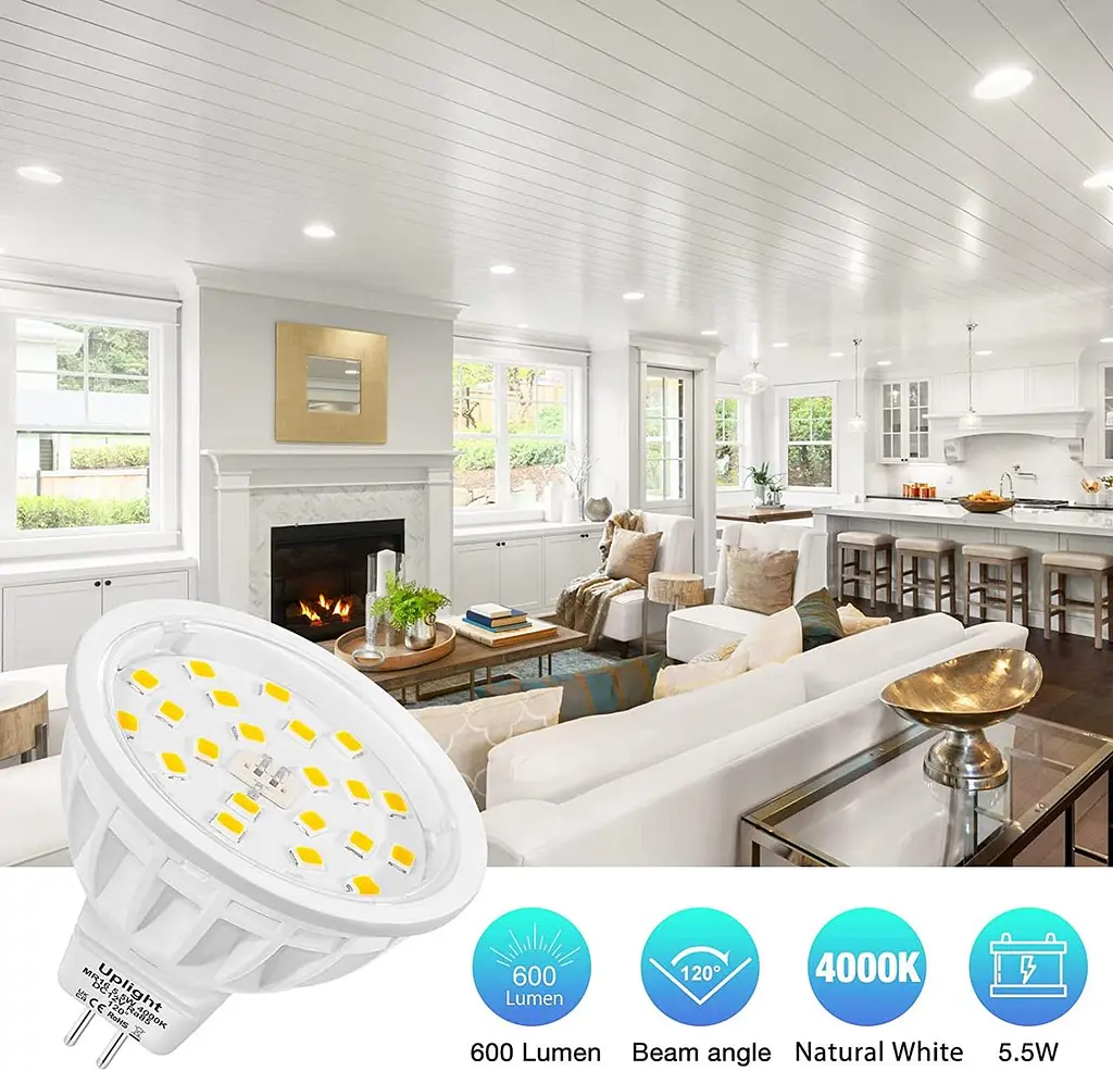 Світлодіодні лампи Uplight MR16 потужністю 5,5 Вт, натуральний білий колір 4000K, еквівалентні галогенні лампи потужністю 50-60 Вт - фото 3