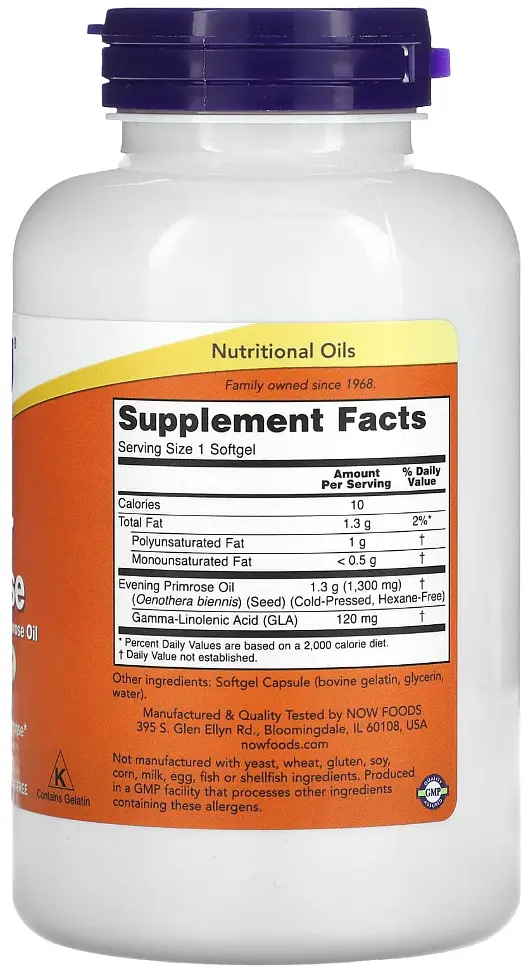 Олія вечірньої примули Now Foods Evening Primrose Oil 120 капс - фото 2