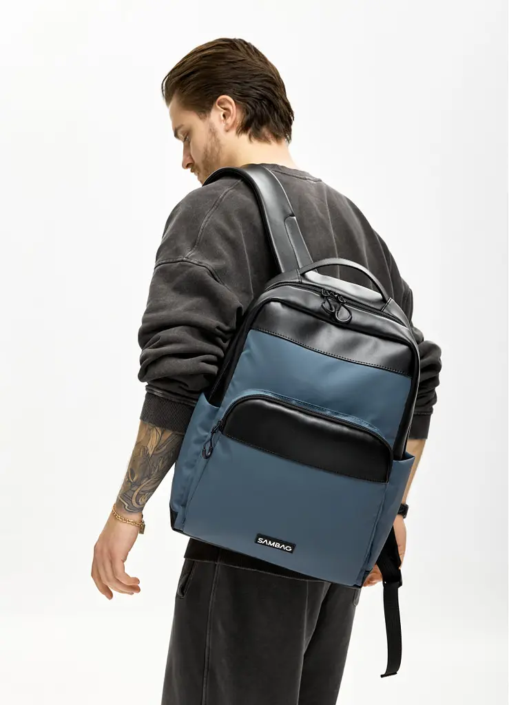 Чоловічий рюкзак Sambag Zard MOD чорно-синій 40 х 28 х 14 см (25438115m) - фото 2