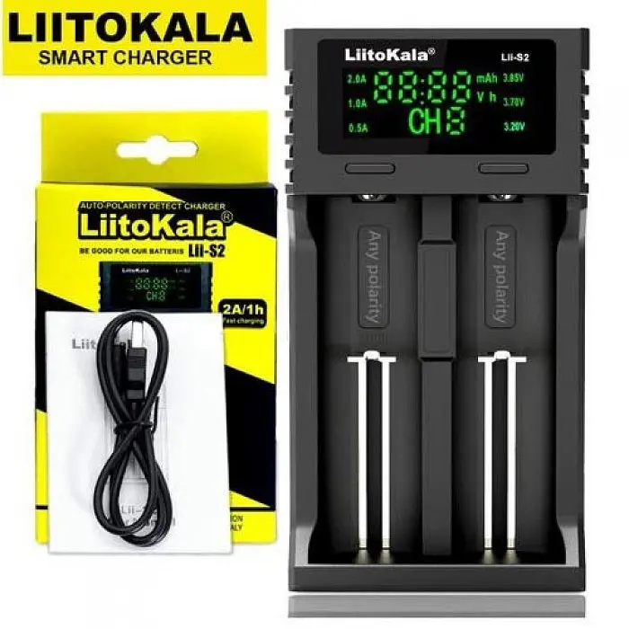 Зарядний пристрій LiitoKala Lii-S2 для двох акумуляторів 18650, 26650, 21700, ААА Li-Ion, LiFePO4, NiMH - фото 2