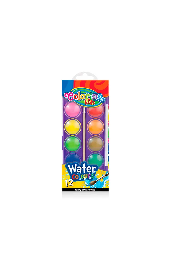 Фарби акварельні 12 кол. COLORINO + пензлик (41508PTR)