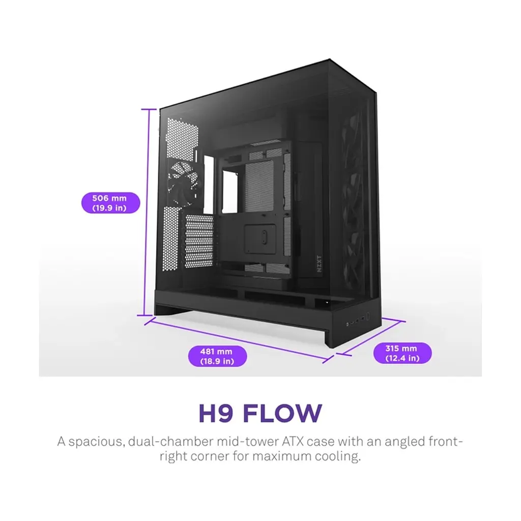 Корпус для ПК NZXT H9 Flow Dual-Chamber All Black (CM-H92FB-01) - фото 2