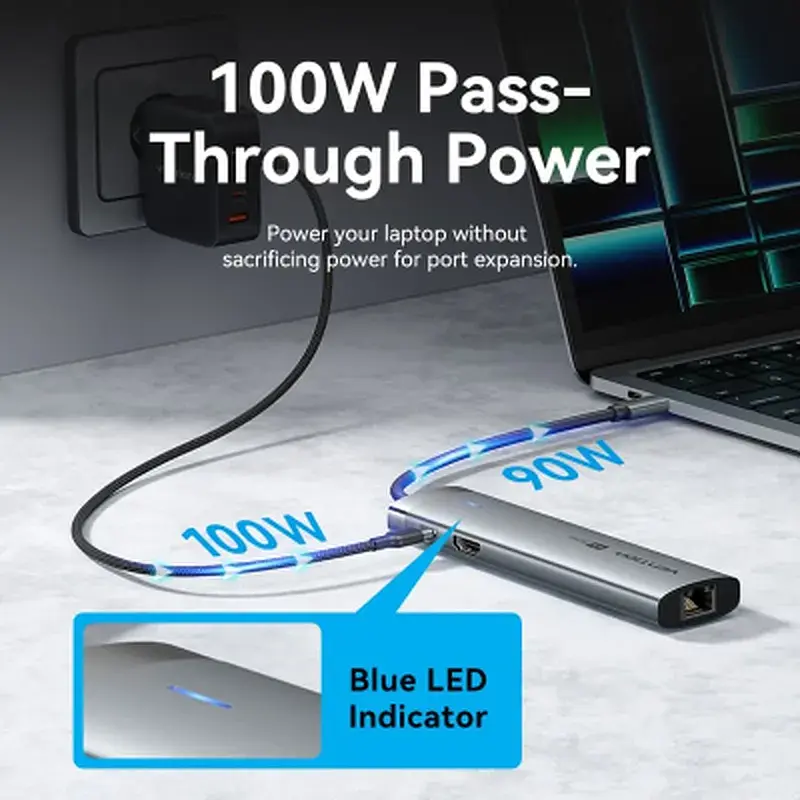 Концентратор Vention USB-C 7-in-1 USB-C PD + USB 3.2 + USB 3.0 + USB 2.0 + RJ45 + SD/TF + HDMI 0.15m (TGUHB) - фото 7