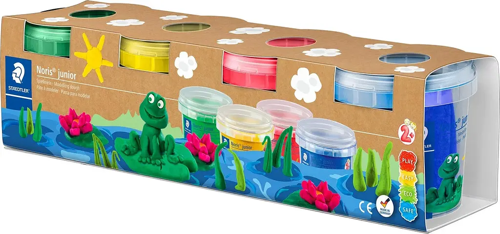 М'який пластилін Staedtler Play Dough Basic 4 кольори по 130 г набір для ліплення дітей від 3 років (SKU-283)