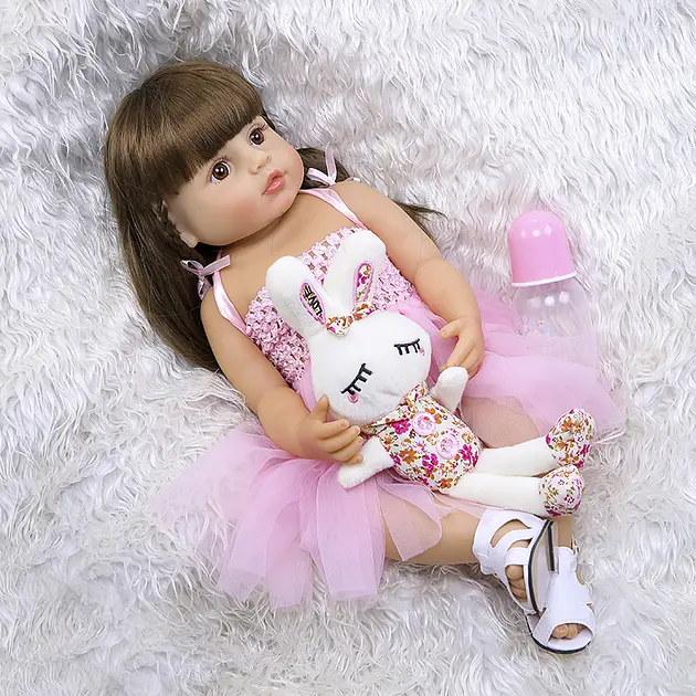 Реалістична Кукла Реборн 55 см Моніка повністю силіконова Doll Reborn Baby 0100101 - фото 4