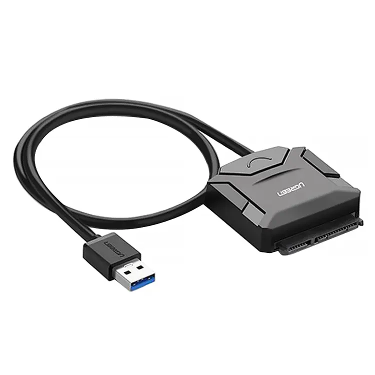 Перехідник Ugreen USB 3.0 Type-A SATA III F + DC Adapter CR108 чорний - фото 3