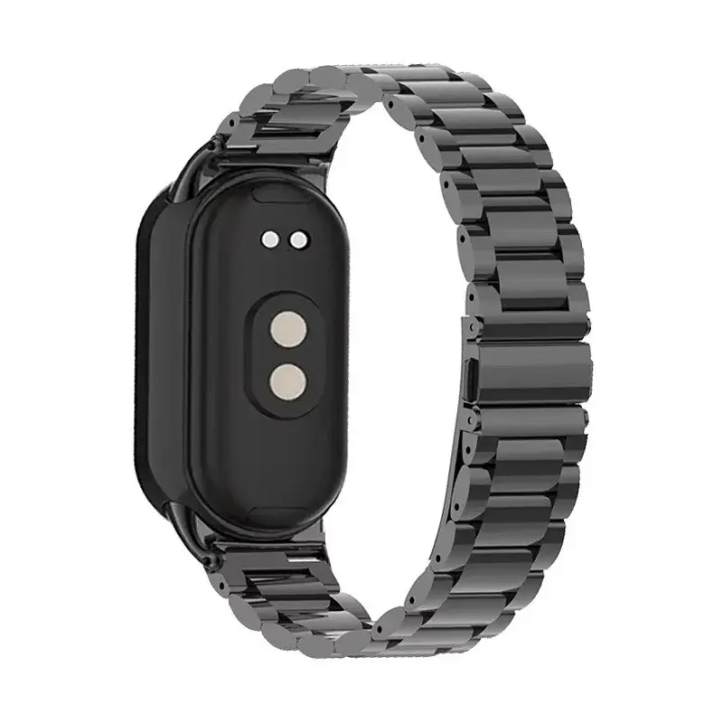 Ремешок для фитнес-браслета Tamister для Xiaomi Mi Band 8 и 9 Type С металлический с застежкой черный - фото 3