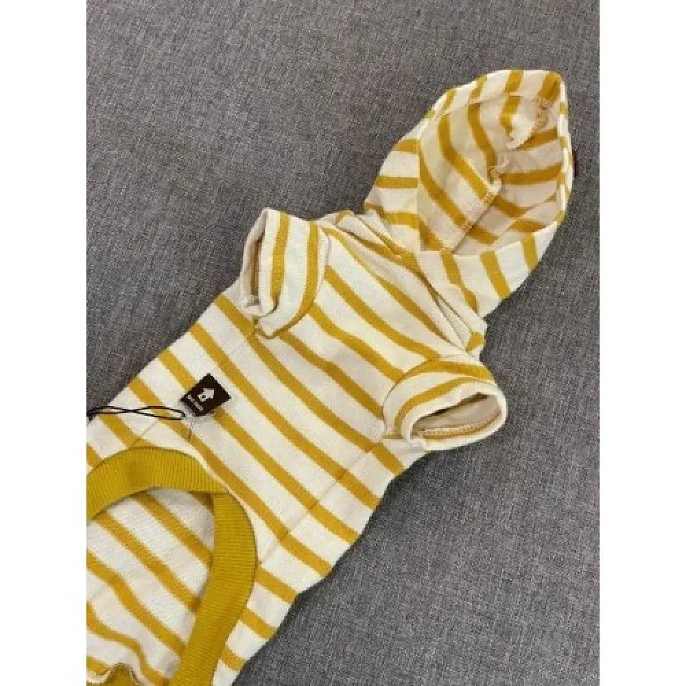 Легка толстовка для собак з капюшоном, без рукавів у смужку Strie Hoody жовта M Boris House zoo0006118 - фото 2