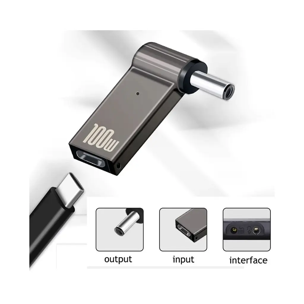 Адаптер PD 100W USB Type-C Female to DC Male Jack 4.5x3.0 mm HP ST-Lab (PD100W-4.5x3.0mm-HP) - фото 2