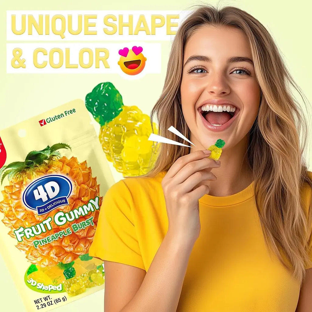 Желейні цукерки Amos 4D Fruit Gummy Pineapple Burst 170г - фото 7