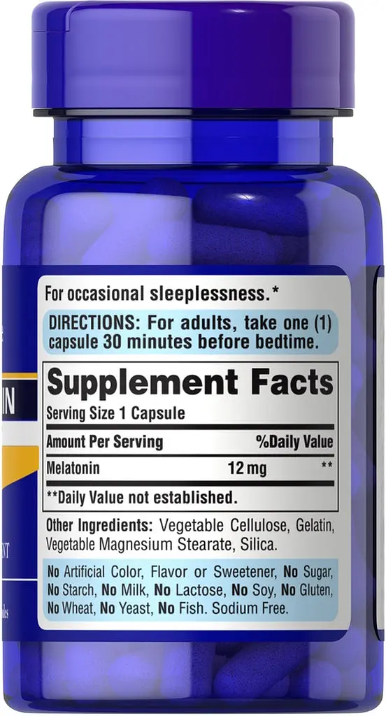 Натуральна добавка Puritan's Pride Melatonin 12 mg, 60 капсул - фото 2