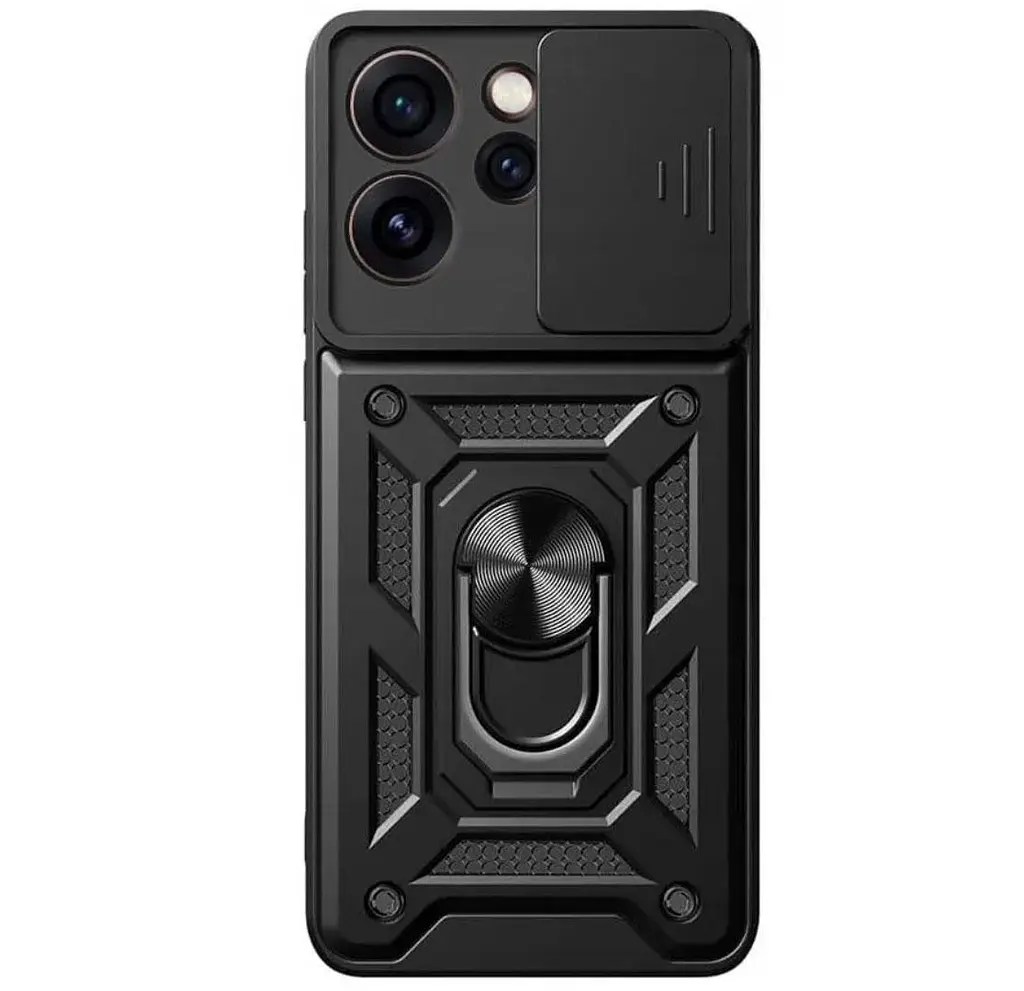 Чохол Primo Shockproof для Oppo Reno 14F 5G - протиударний, з підставкою і шторкою камери - Black