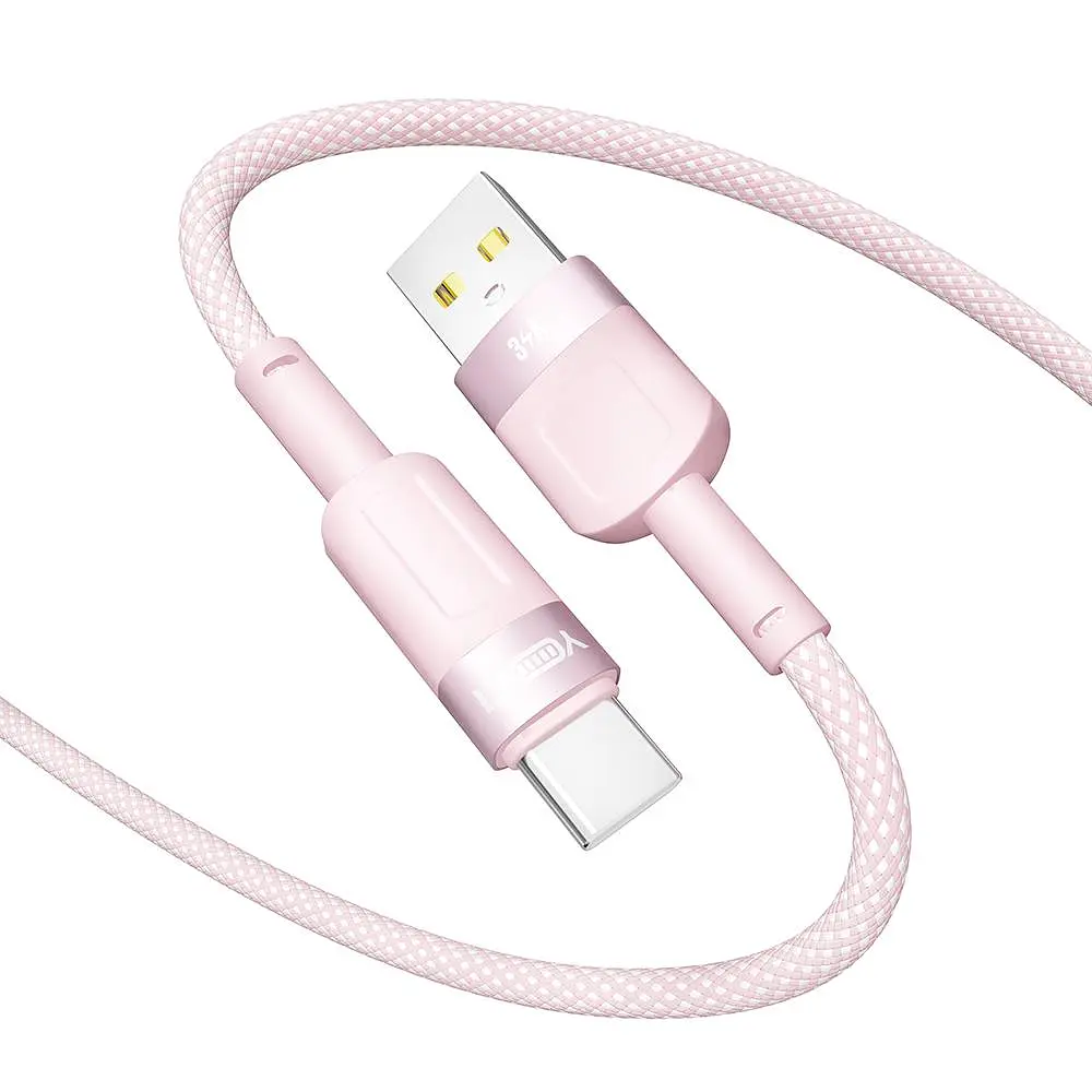 Кабель для заряджання та обміну даними USB Yoki YK-ST41 STYLE Series USB/Type C 60W 3A/20V 1.2 м Рожевий - фото 4