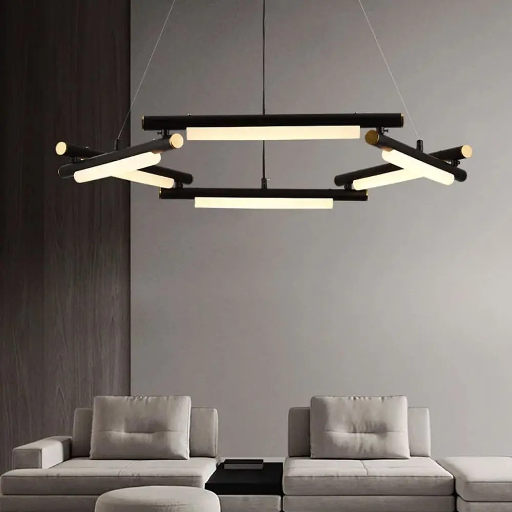 Уникальная подвесная люстра в черном кольцевом корпусе Ø 78 см Line F | Ст. MJ318-800 BK - фото 4