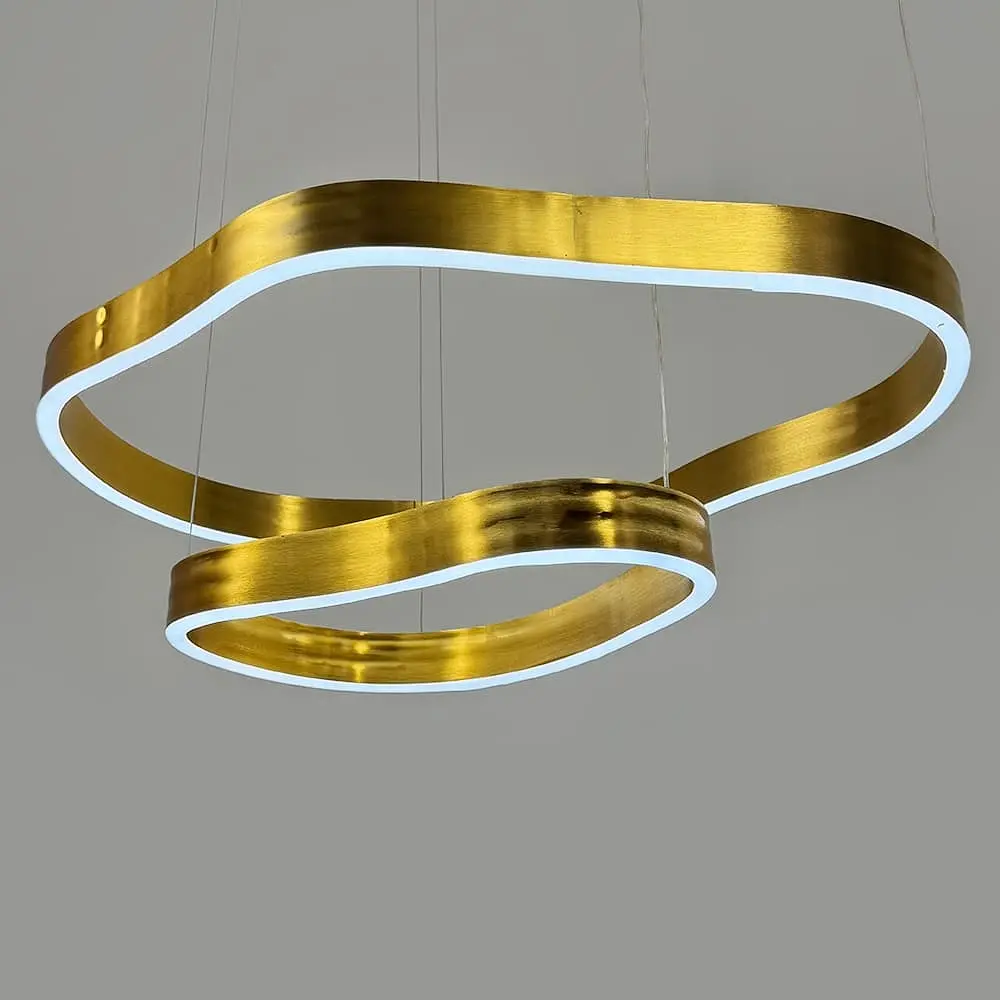 Эффектная золотая люстра на 2 яруса 65х55 см и 45х30 см | Ст. PCL006-600*400 PGD | Line F - фото 2