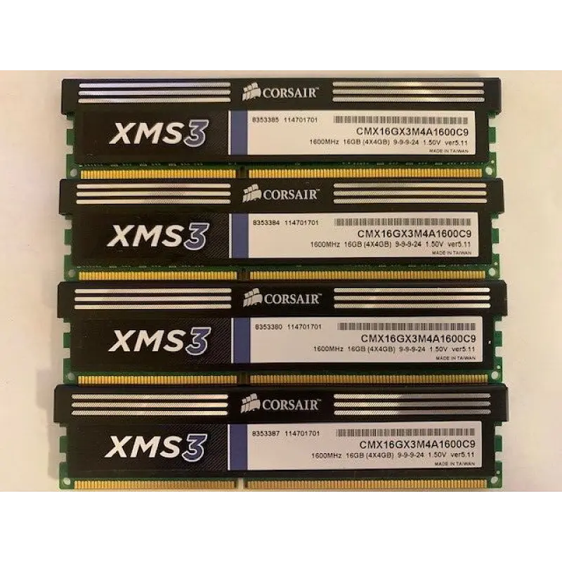 Оперативна пам'ять Corsair CMX16GX3M4A1600C9 XMS3 16GB (4x4GB) DDR3 1600 Mhz CL9 XMP Desktop Memory Kit Б/В - фото 2