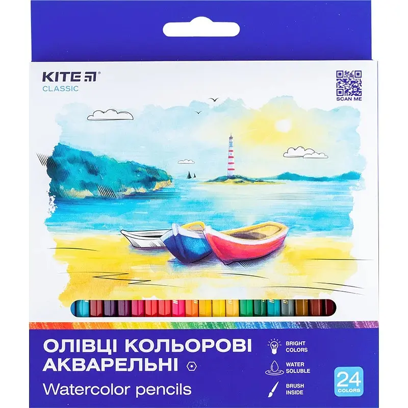 Олівці кольорові акварельні "Kite" 24 кол. /K-1050/ Classic (1/6)