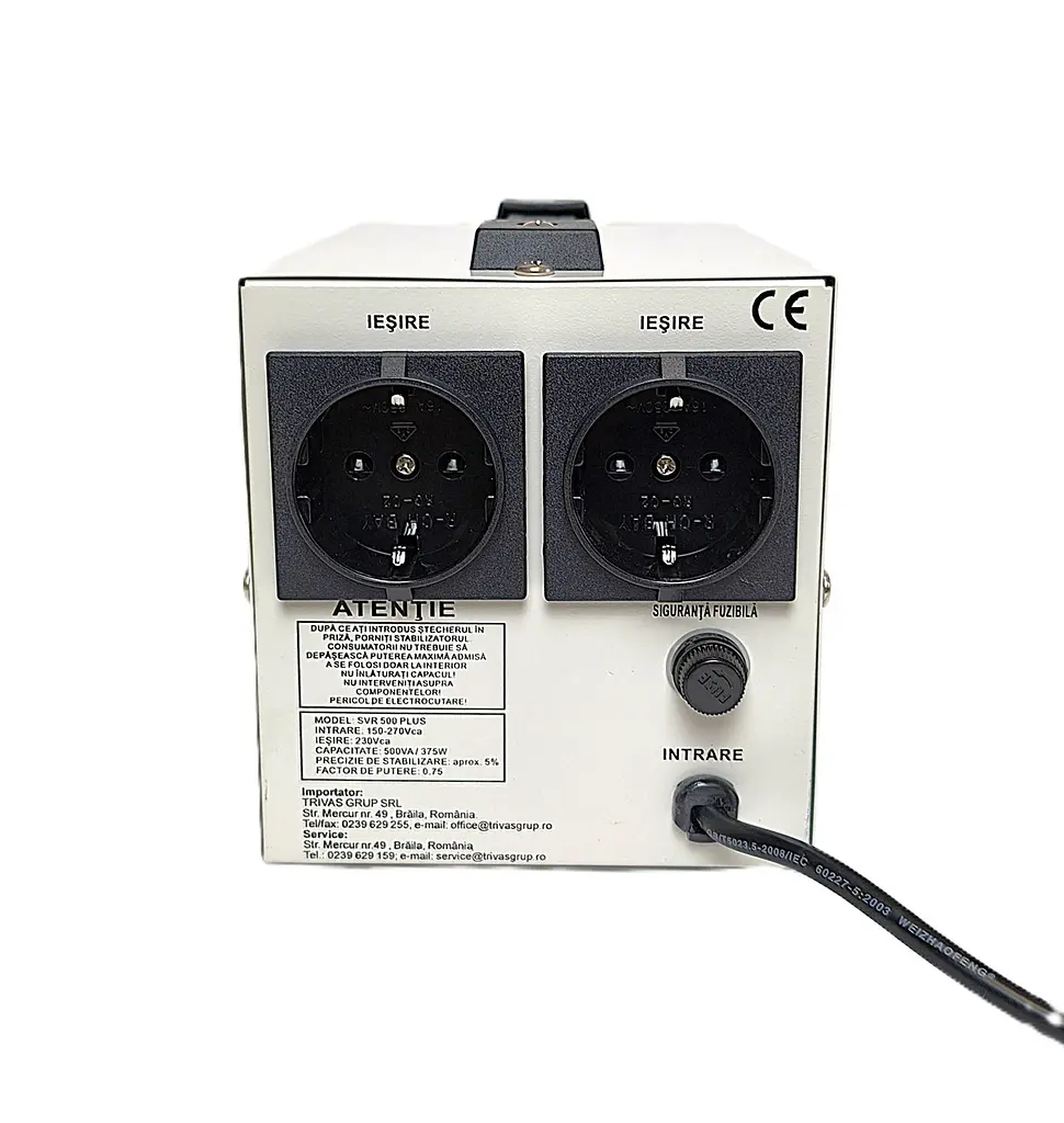 Стабилизатор напряжения релейный однофазный Conter SVR-PLUS 375 Вт 500ВА 230В 150-270В с сетевым фильтром 2 евророзетки LED - фото 7