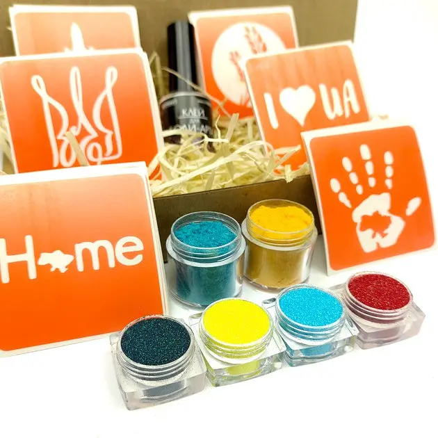 Набор для био-тату Я люблю Украину - глиттер Fresh Tattoo set-i-love-ukraine-glitte - фото 2