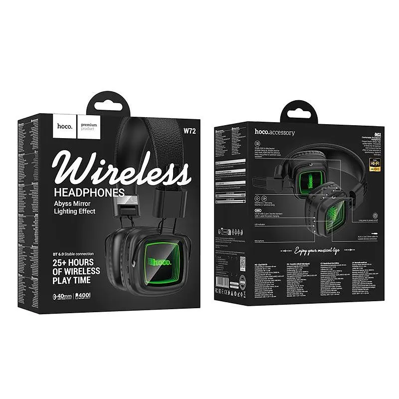 Навушники сетевой HOCO W72 Earl Ⅲ abyss mirror BT headphones BT6.0/AUX, 25h - фото 3