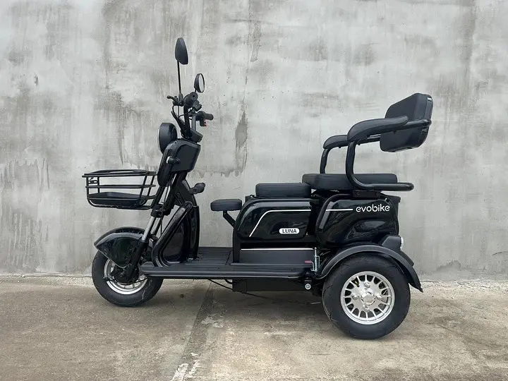 Електроскутер триколісний EVOBIKE Luna TRIO PRO 1200W 60V 20Ah (2026) зі знімним графеновим акумулятором та пасажирським сидінням | Чорний - фото 7