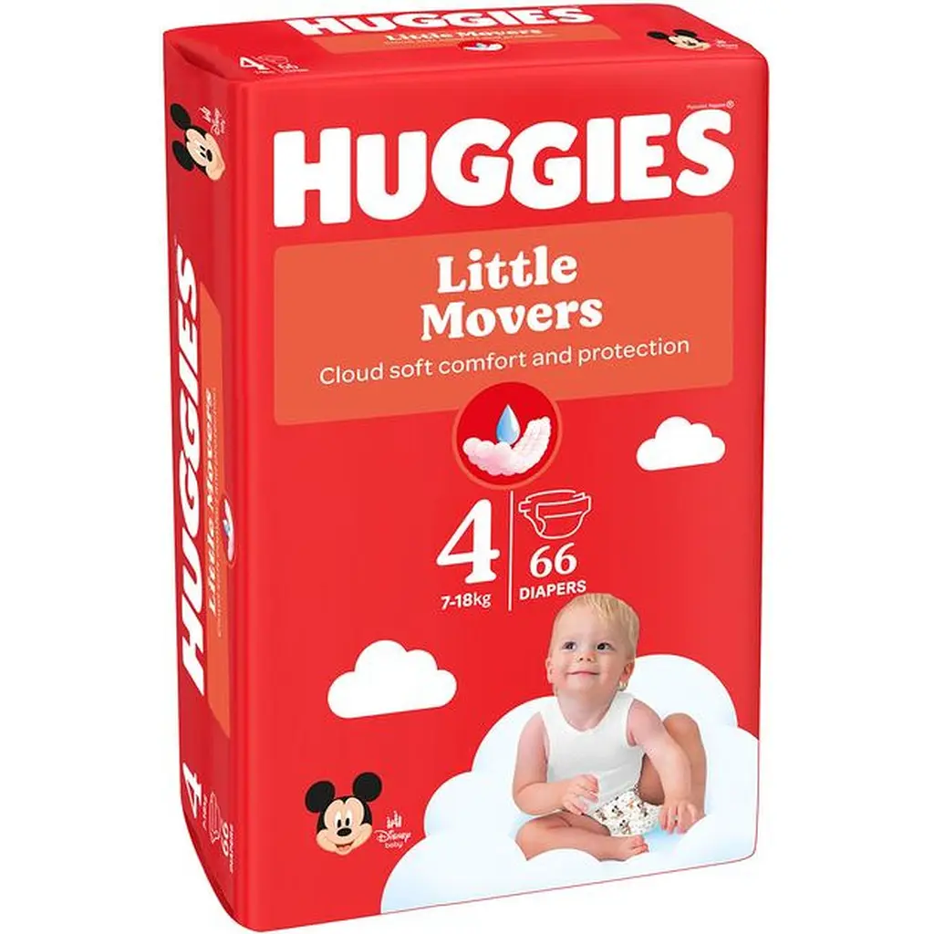 Набор подгузников Huggies Little Movers 4 (7-18 кг) 132 шт. (2 п. x 66 шт.) - фото 3