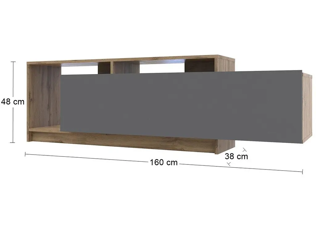 Стінка у вітальню Doros U2 Тахо Графіт ДСП 160х38х48 см (41510106) - фото 5