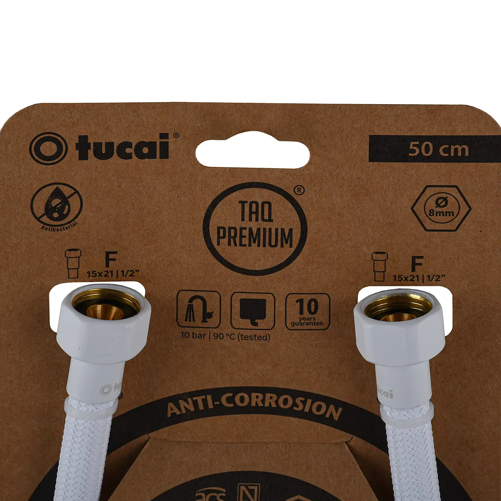 Шланг водяний Tucai TAQ Premium Grif 1/2″x1/2″ BВ 0,5м.Антикор. ACB HG-1212-500 (Білий Мат) 209973 - фото 2